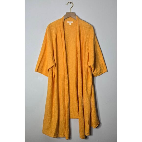 Eileen Fisher Sweaters - Eileen Fisher Open Front Cardigan Size 2X Linen Cotton Blend Orange Light Weight